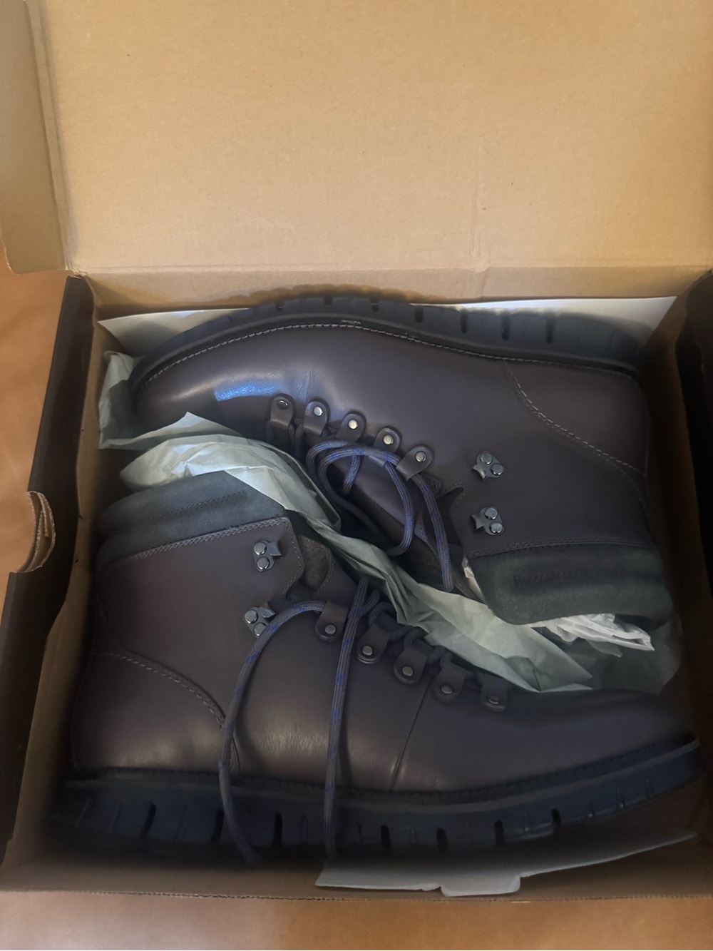 Cole Haan Men's Grey zero grand Leather Lace-Up Boots